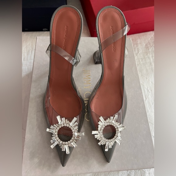 Amina Muaddi Begum Grey Clear glass heel - Picture 2 of 8